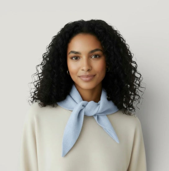 Triangle Wool Blend Neck Scarf | Pastel Blue