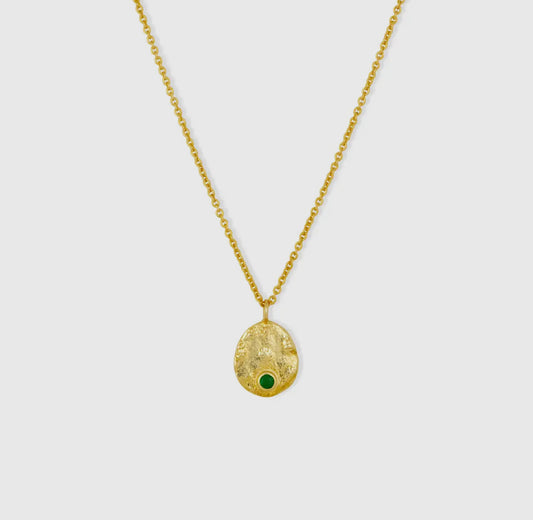 Venice Gold Coin Necklace Green