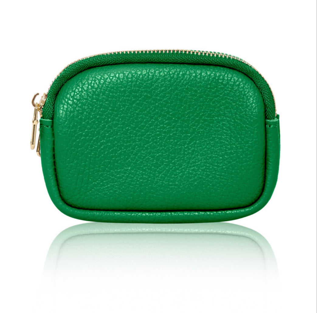 Leather Double Zip Purse | Green