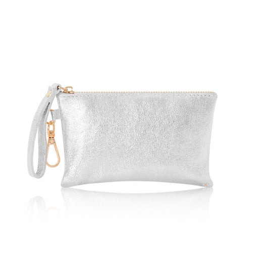 Leather Zip Purse | Silver