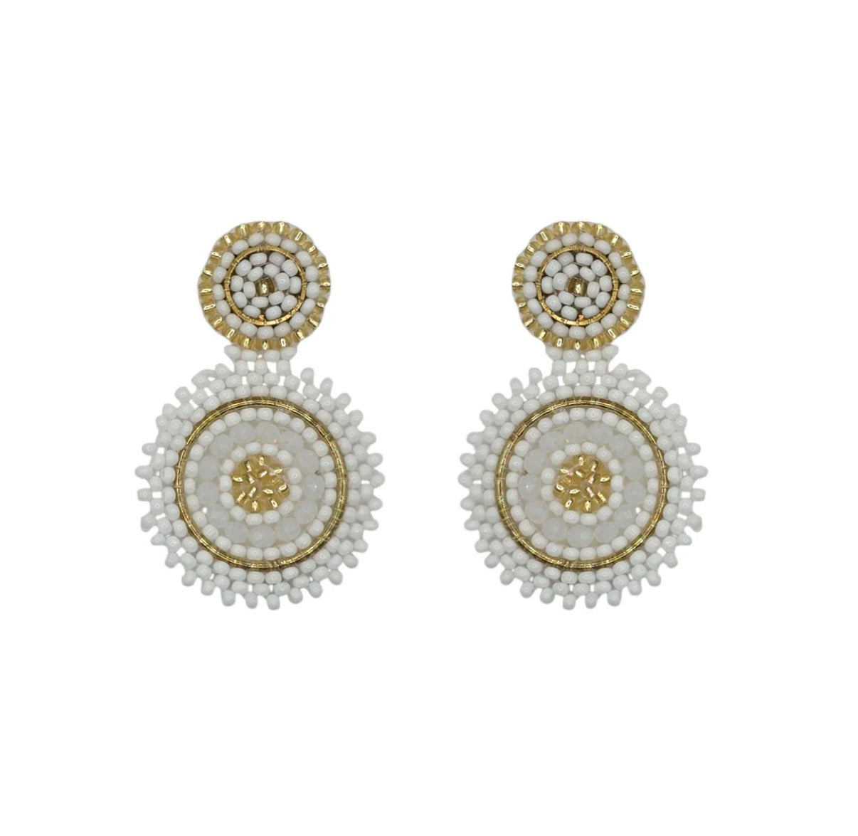 Palma Beaded Circle Earrings | White
