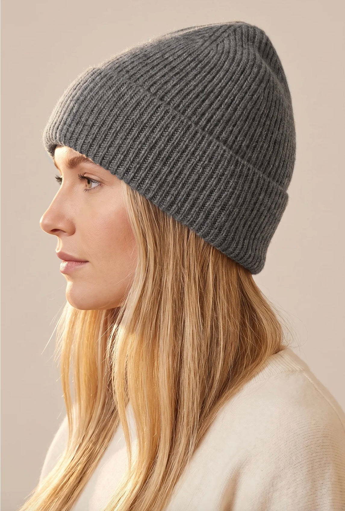 Classic Ribbed Beanie Hat | Grey