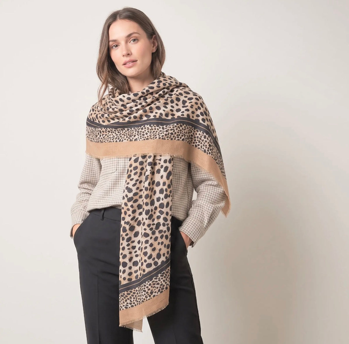 The Tan Animal Print Scarf