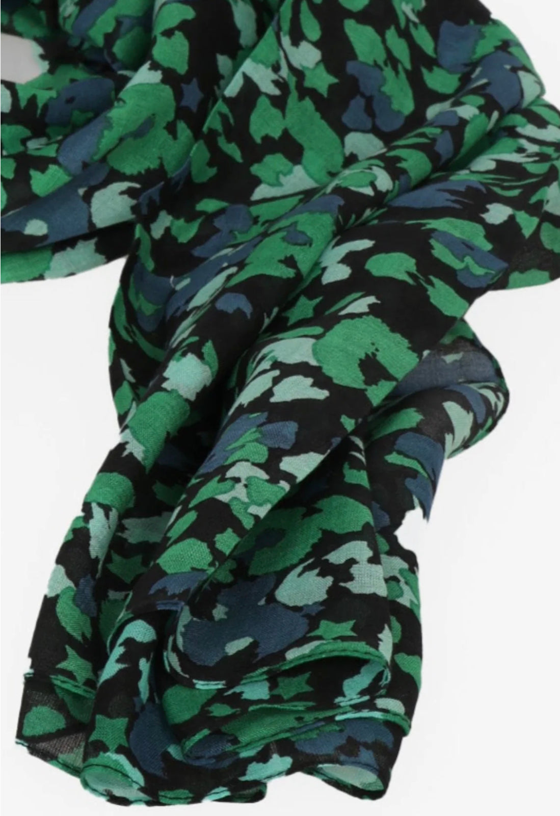 Textured Leopard Print Scarf | Green