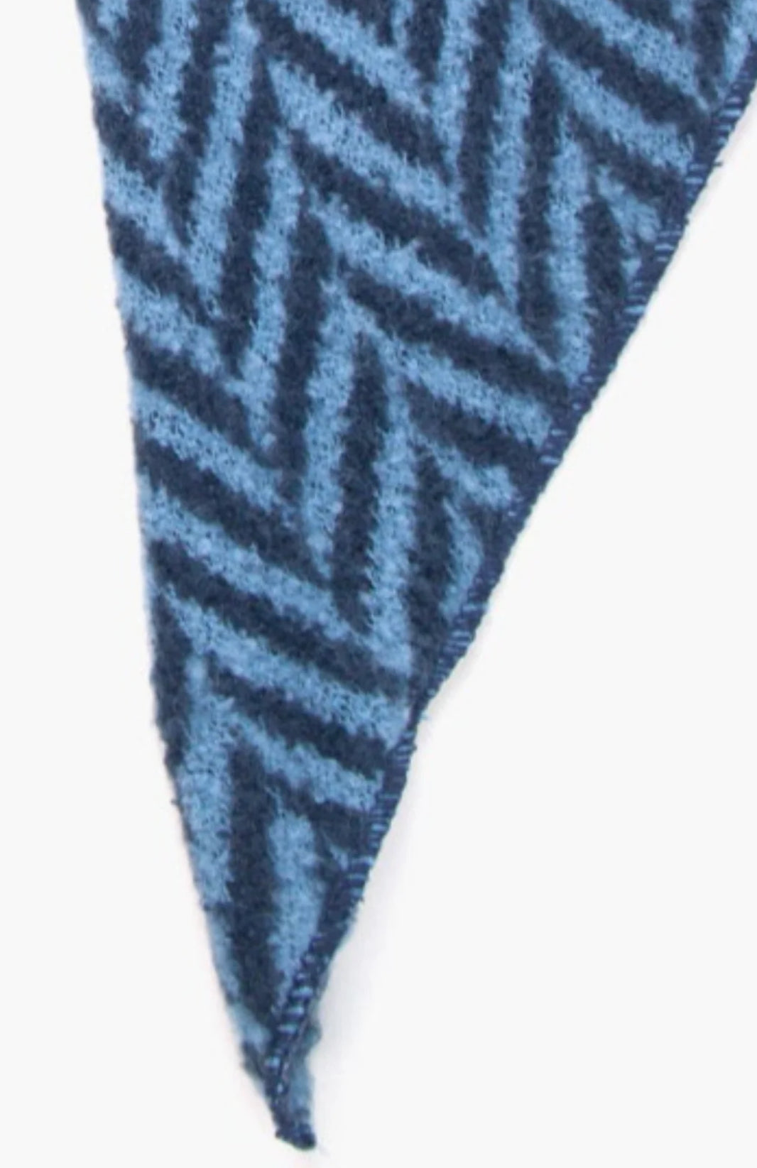 Chevron Print Asymmetric Blanket Scarf | Navy & Denim Blue