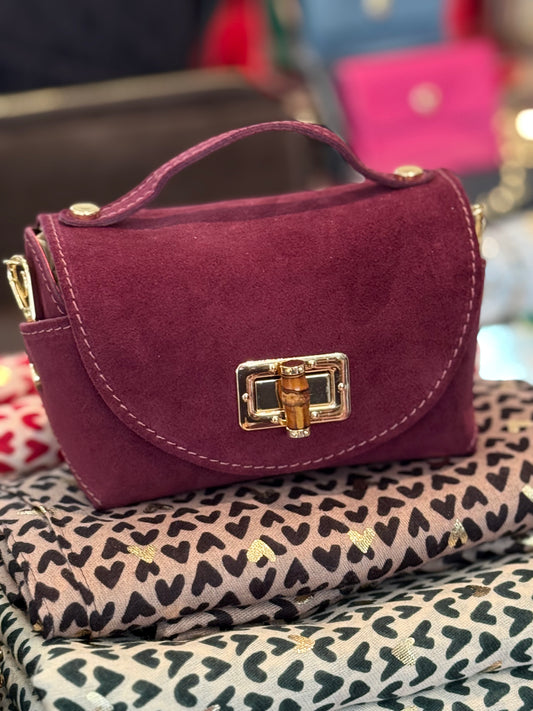 Milano Mini Suede Bag | Burgundy
