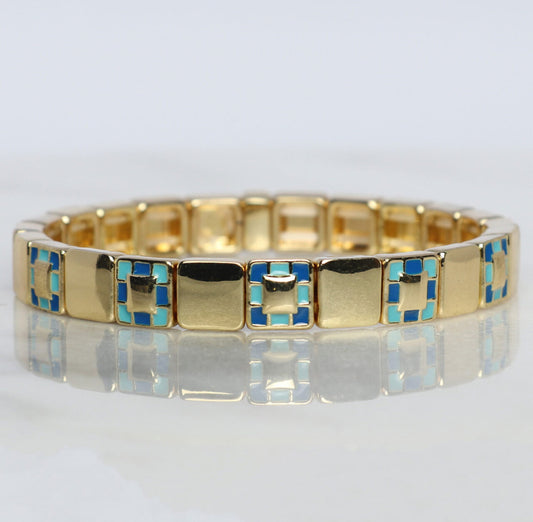 Bleu Tile Bracelet | Blue & Gold