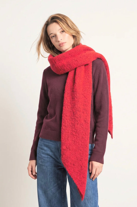 Asymmetric Textured Heavyweight Scarf | Red