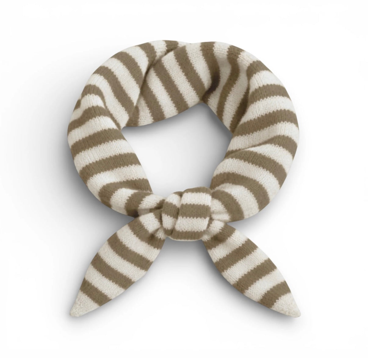 Striped Triangle Neck Scarf | Taupe & Cream