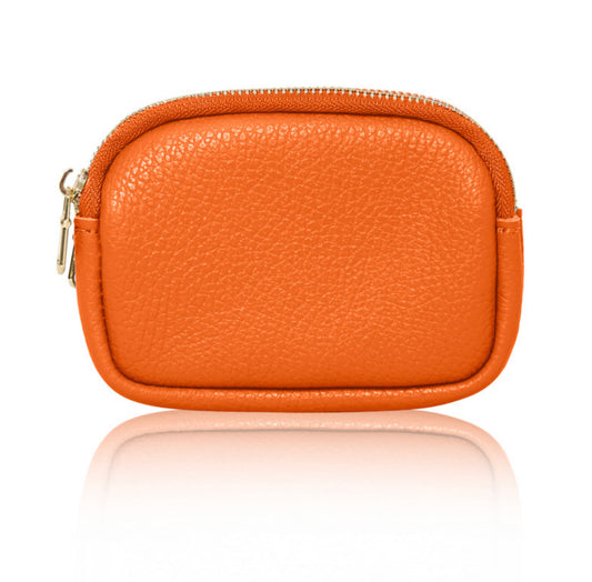 Leather Double Zip Purse | Orange