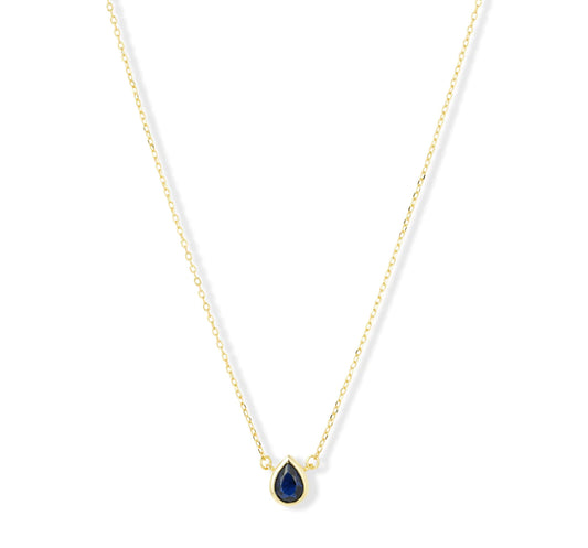 Crystal Teardrop Necklace | Navy