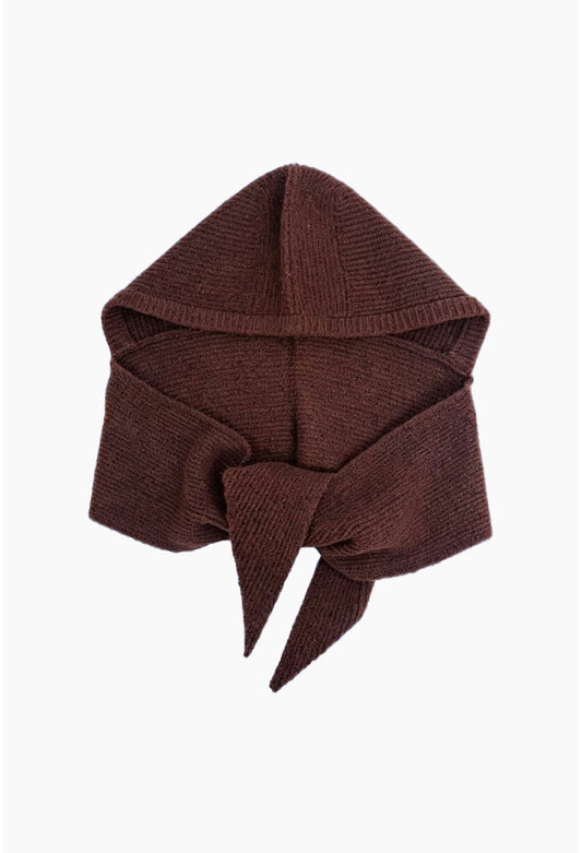 Cloud Knit Hooded Scarf & Hat | Brown