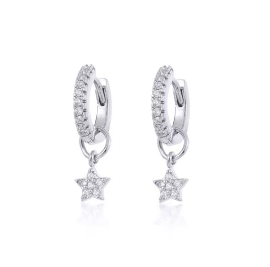 Celestial Star Huggie Earrings | Silver