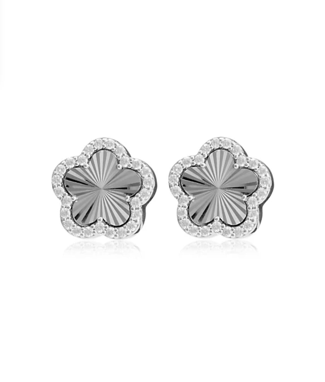 Sparkle Clover Earrings | Silver