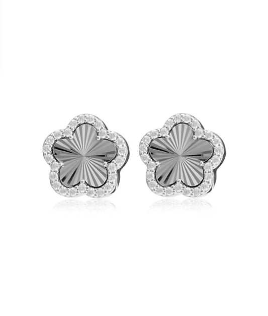Sparkle Clover Earrings | Silver