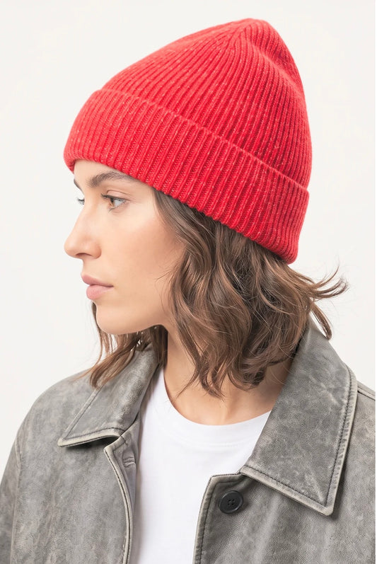 Classic Ribbed Beanie Hat | Red