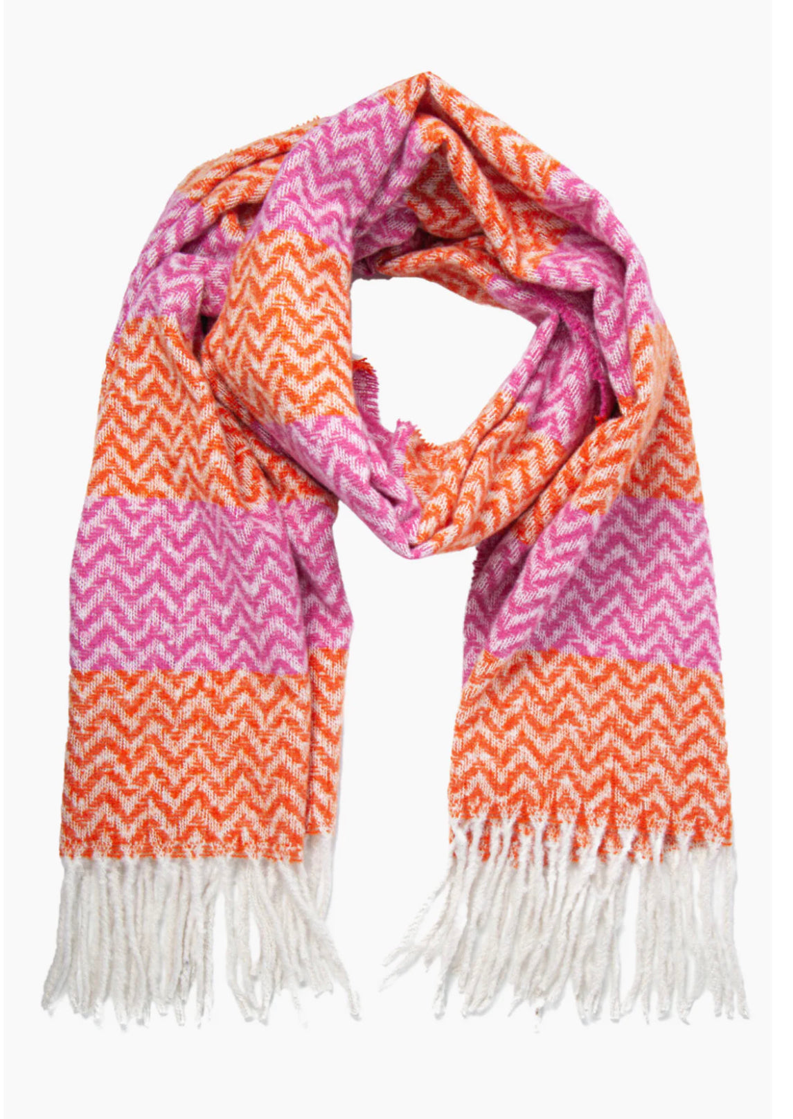 Aztec Print Blanket Scarf | Orange & Pink