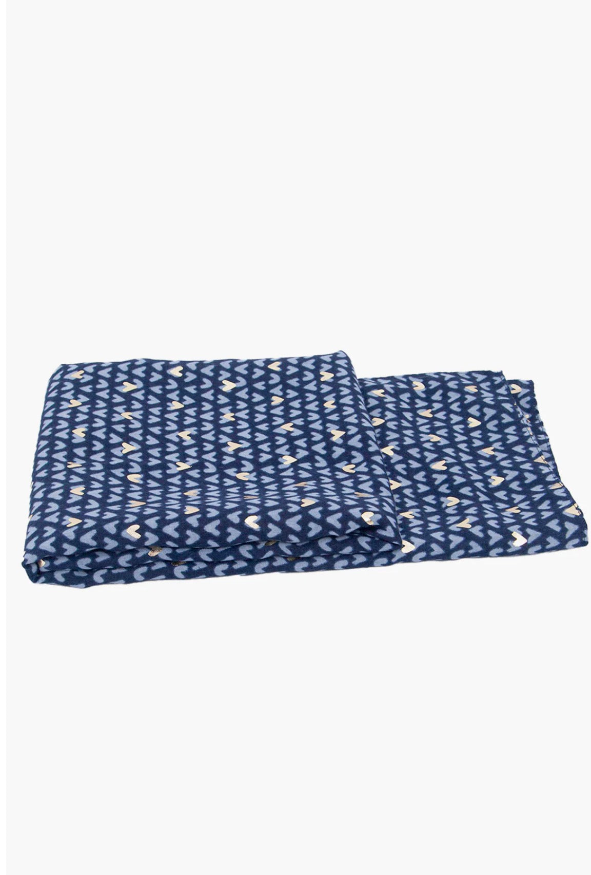 Sasha Heart Print Scarf | Navy Blue