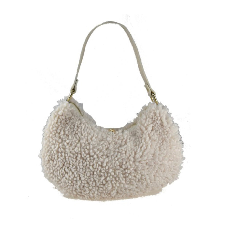 Teddy Shearling & Leather Bag | Taupe