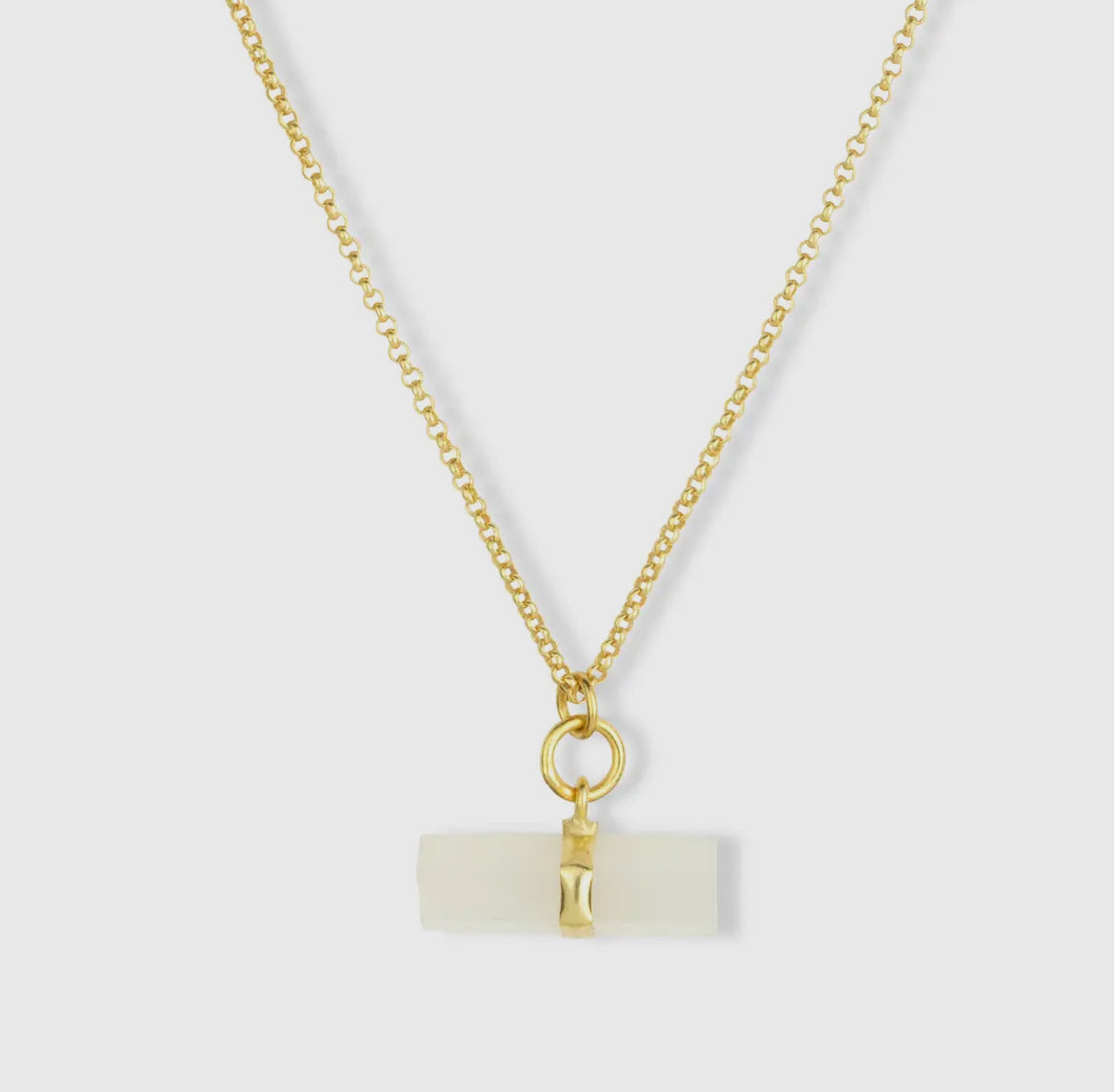 Renee Gemstone Bar Necklace |White Chalcedony