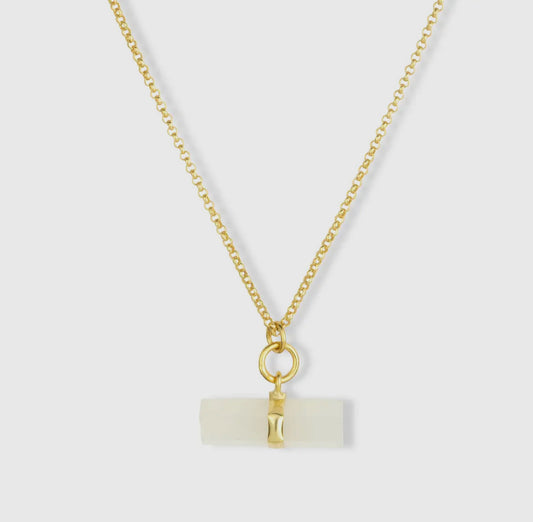 Renee Gemstone Bar Necklace |White Chalcedony