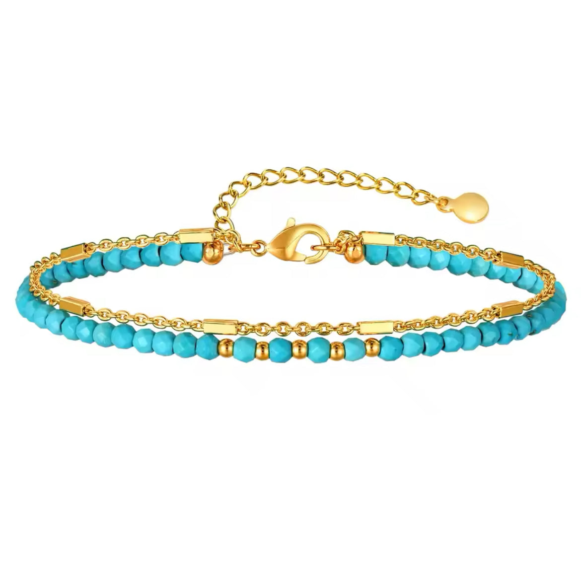 Turquoise and Gold Layered Bracelet