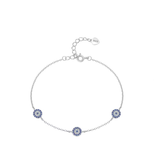 Triple Evil Eye Bracelet | Silver