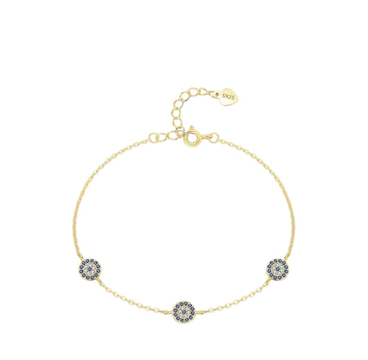 Triple Evil Eye Bracelet | Gold