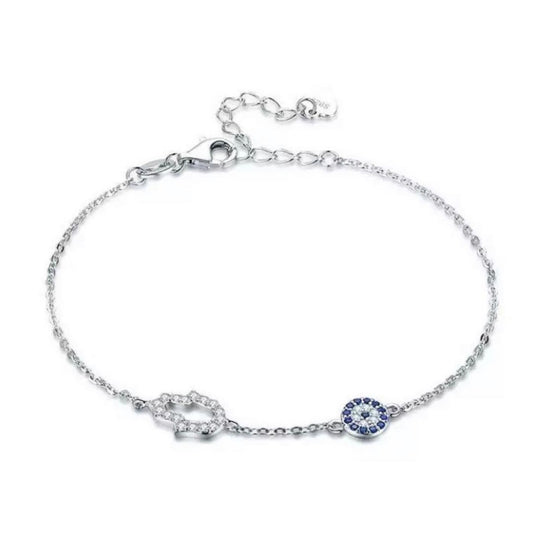 Allegra Evil Eye & Hamsa Bracelet | Silver