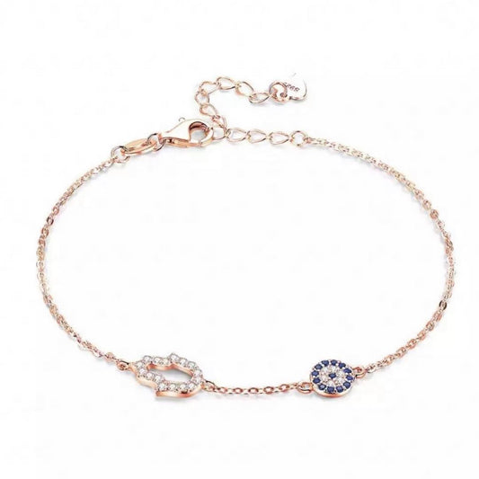 Allegra Evil Eye & Hamsa Bracelet | Rose Gold