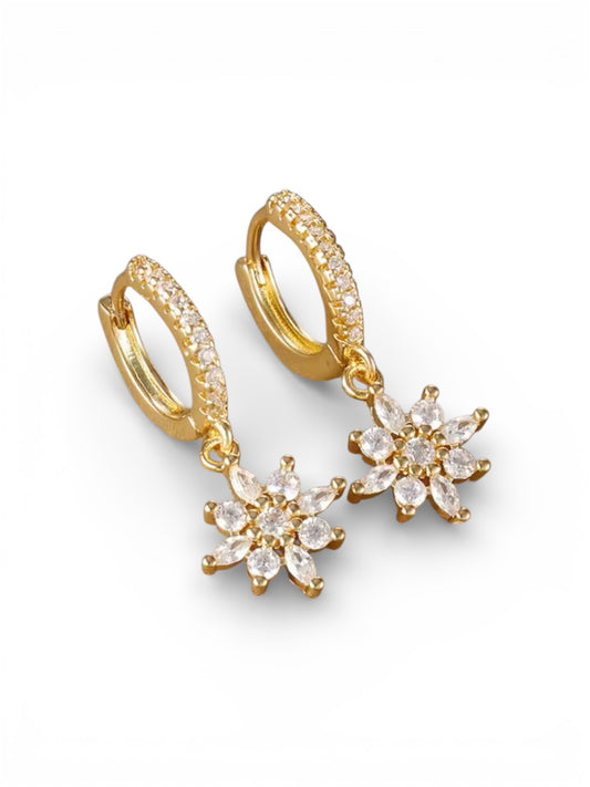 Fleur Huggie Earrings | Gold