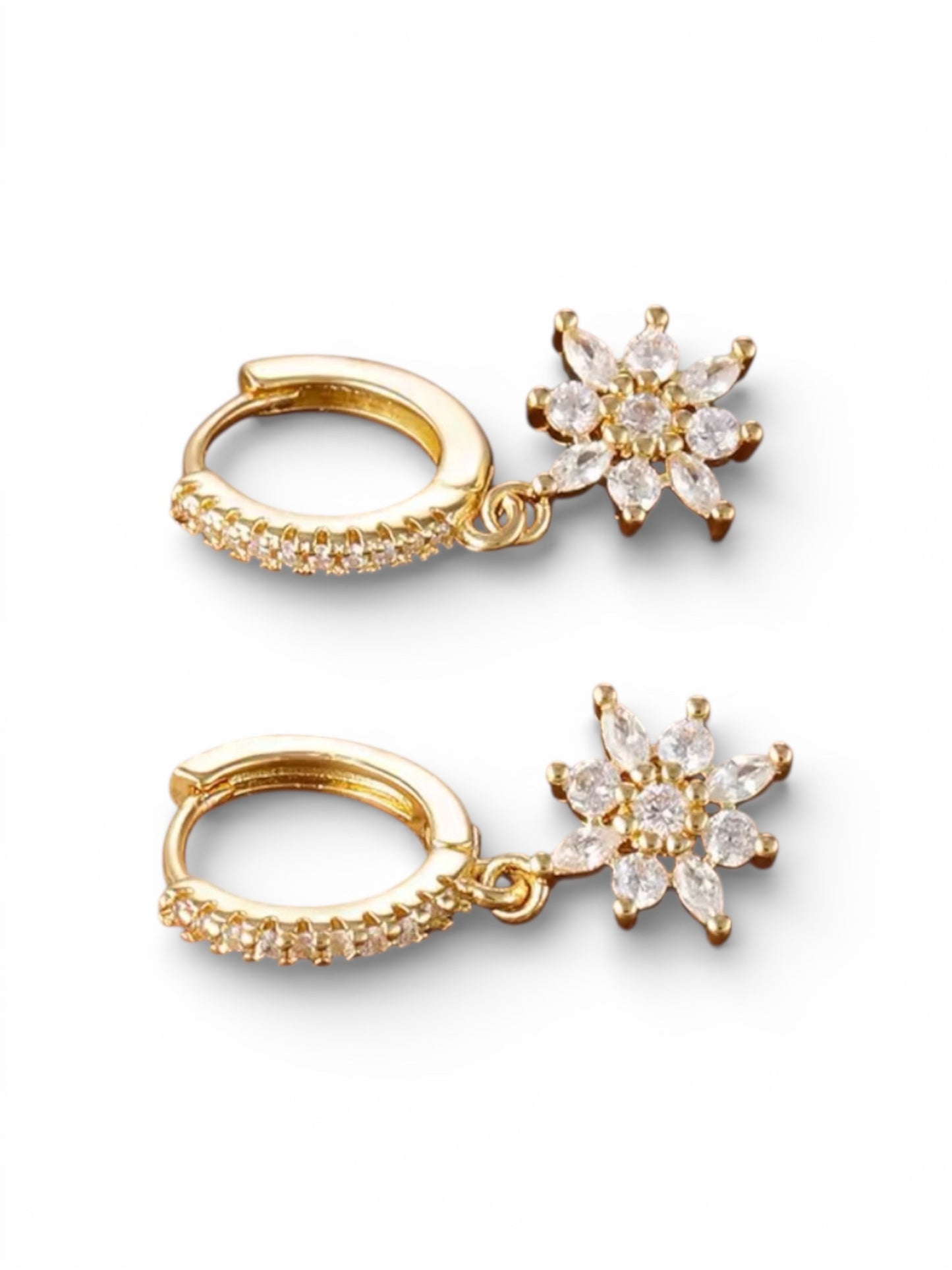 Fleur Huggie Earrings | Gold