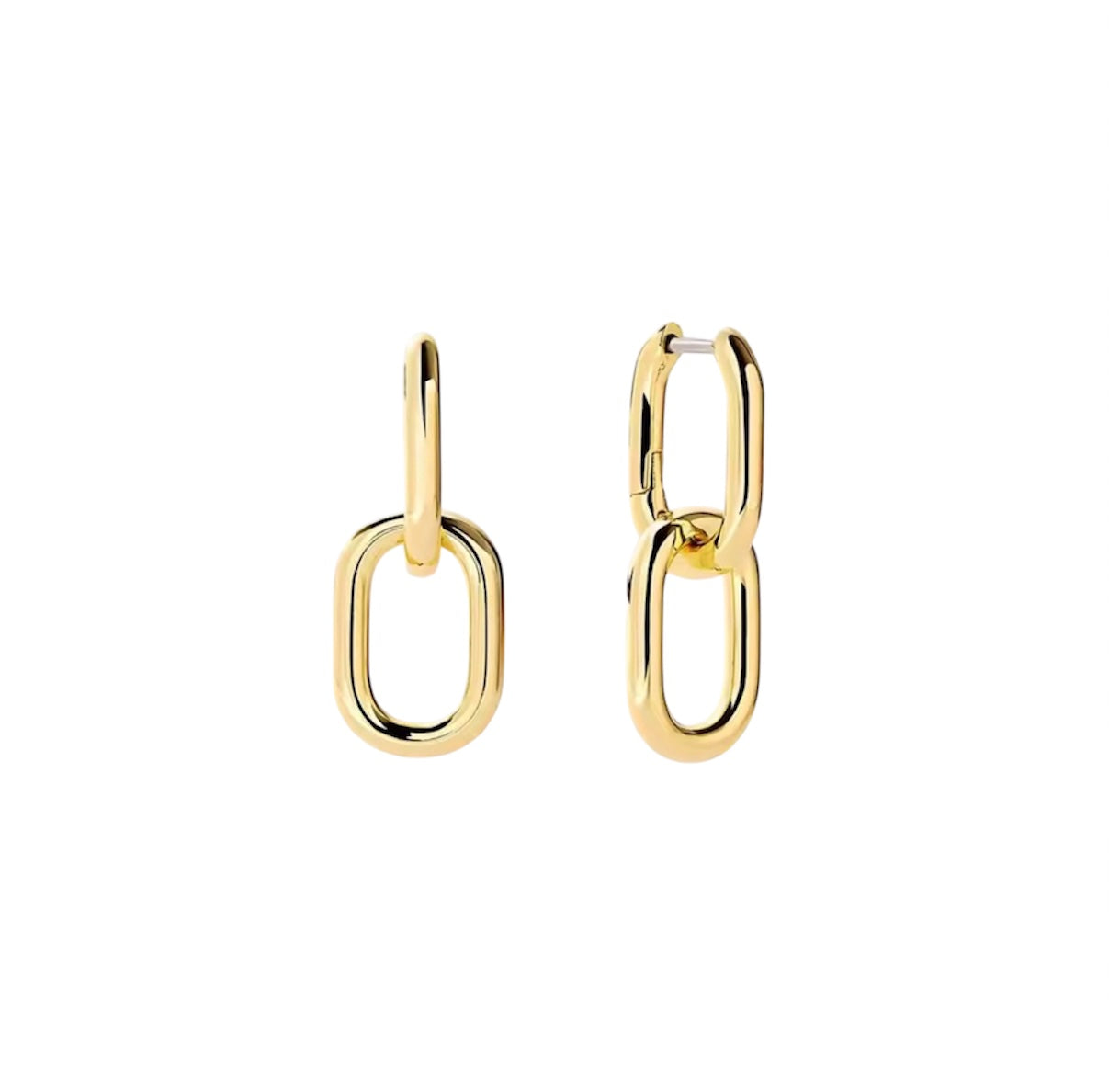 Paperclip Link Hoop Earrings | Gold