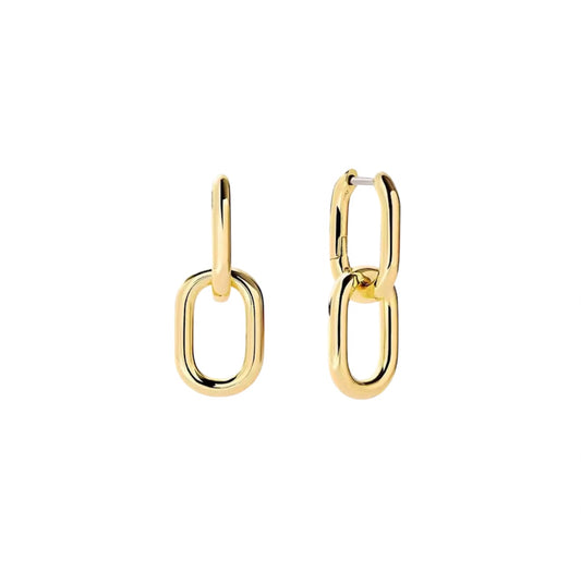 Paperclip Link Hoop Earrings | Gold