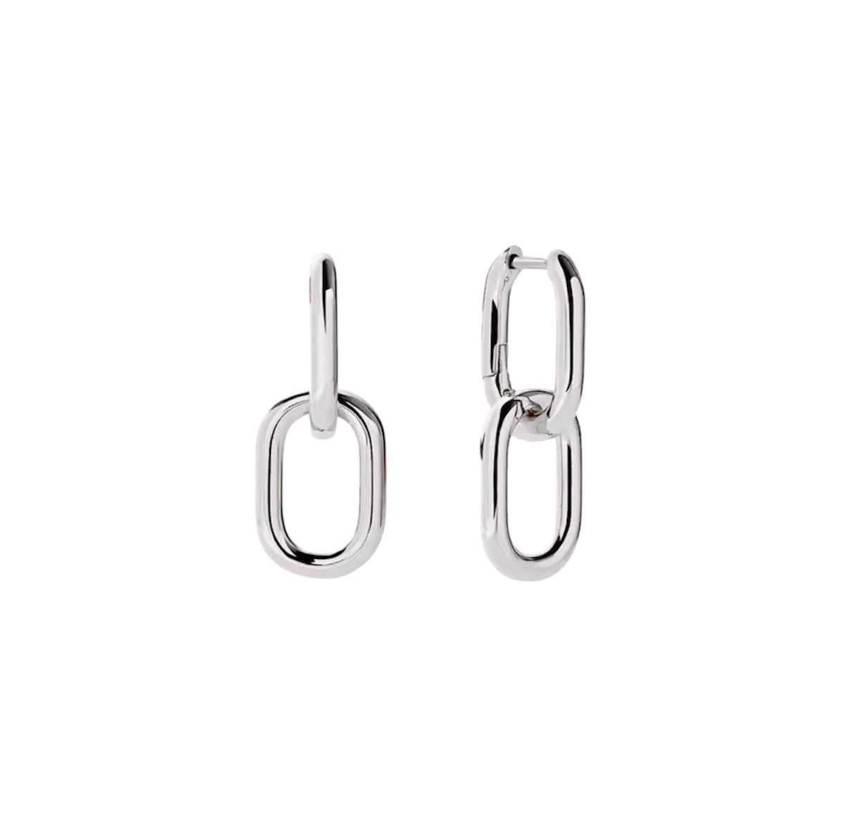 Paperclip Link Hoop Earrings | Silver