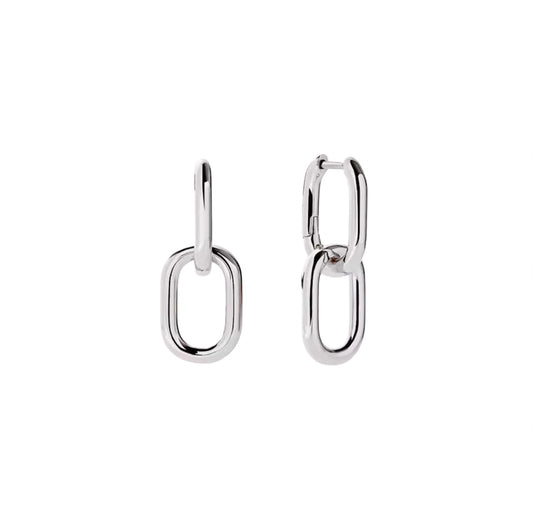 Paperclip Link Hoop Earrings | Silver