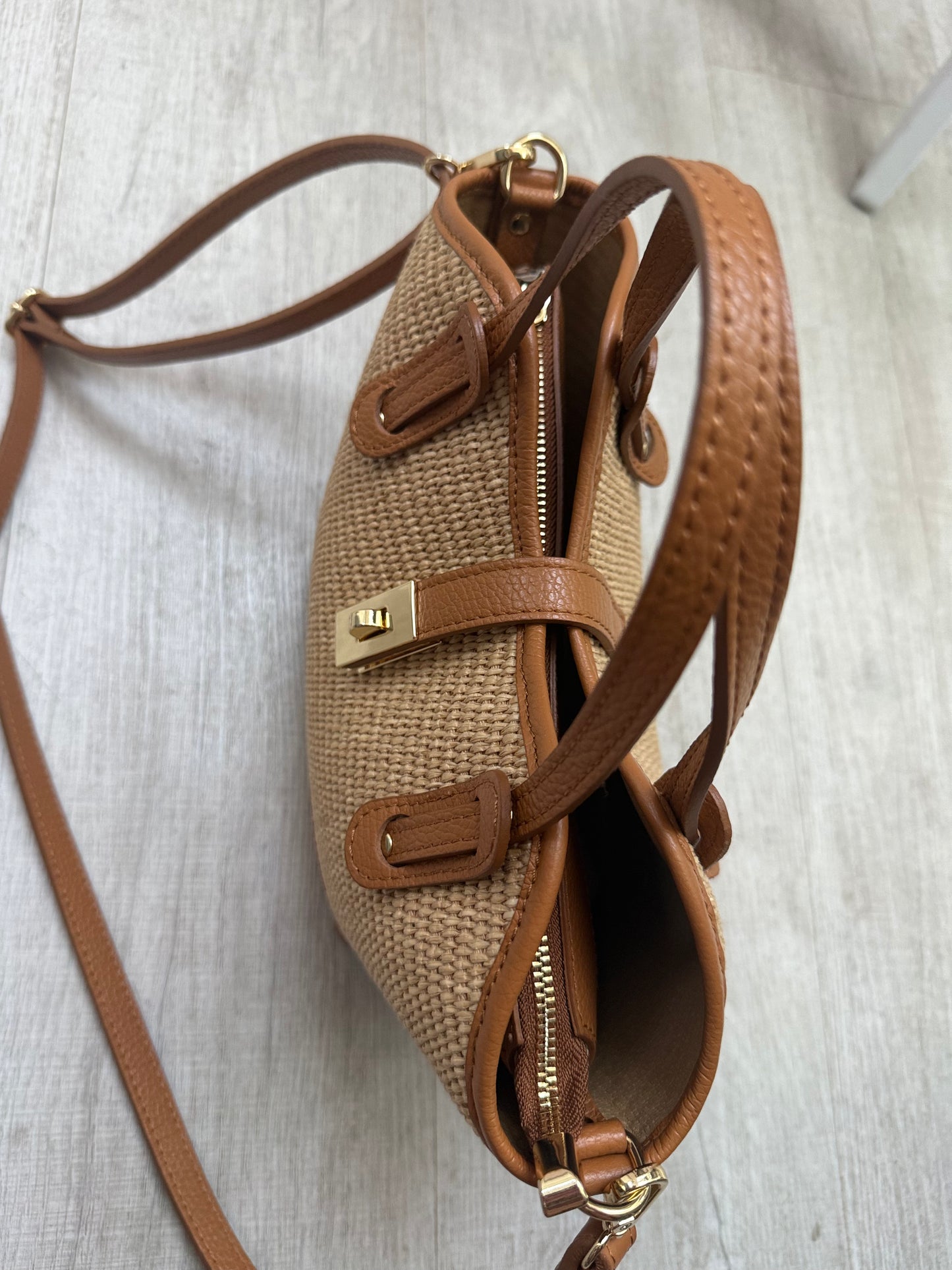 Ravello Raffia & Leather Tote | Tan