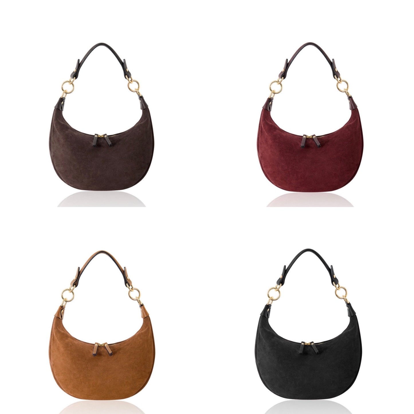 Sienna Suede Crescent Hobo Bag | Black