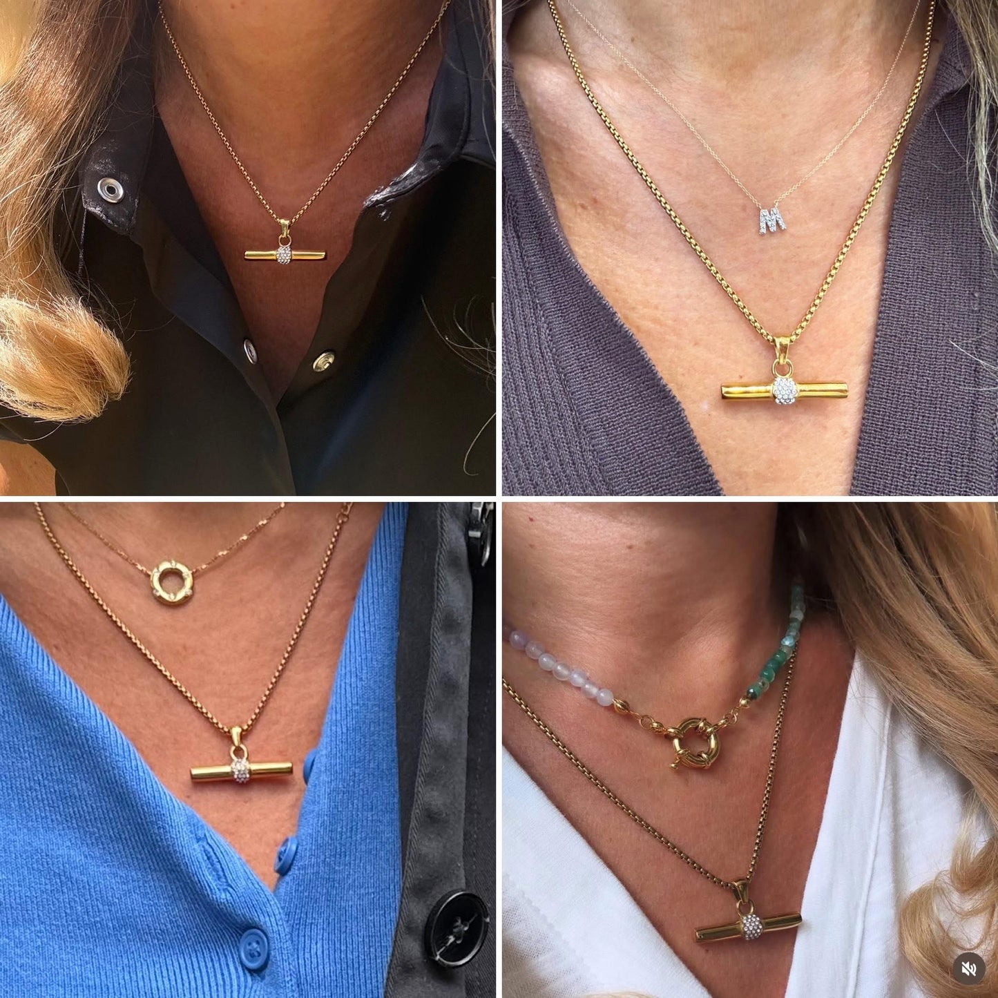 Crystal T-Bar Necklace