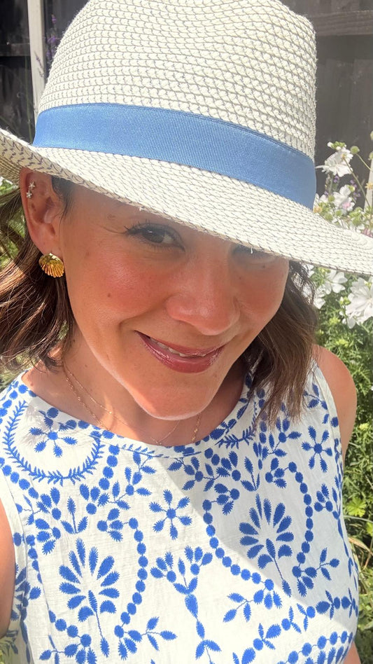 Solero Sun Hat (UPF50+ & Packable) | Denim Blue & Ivory