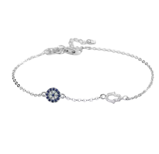 Allegra Evil Eye & Hamsa Bracelet | Silver