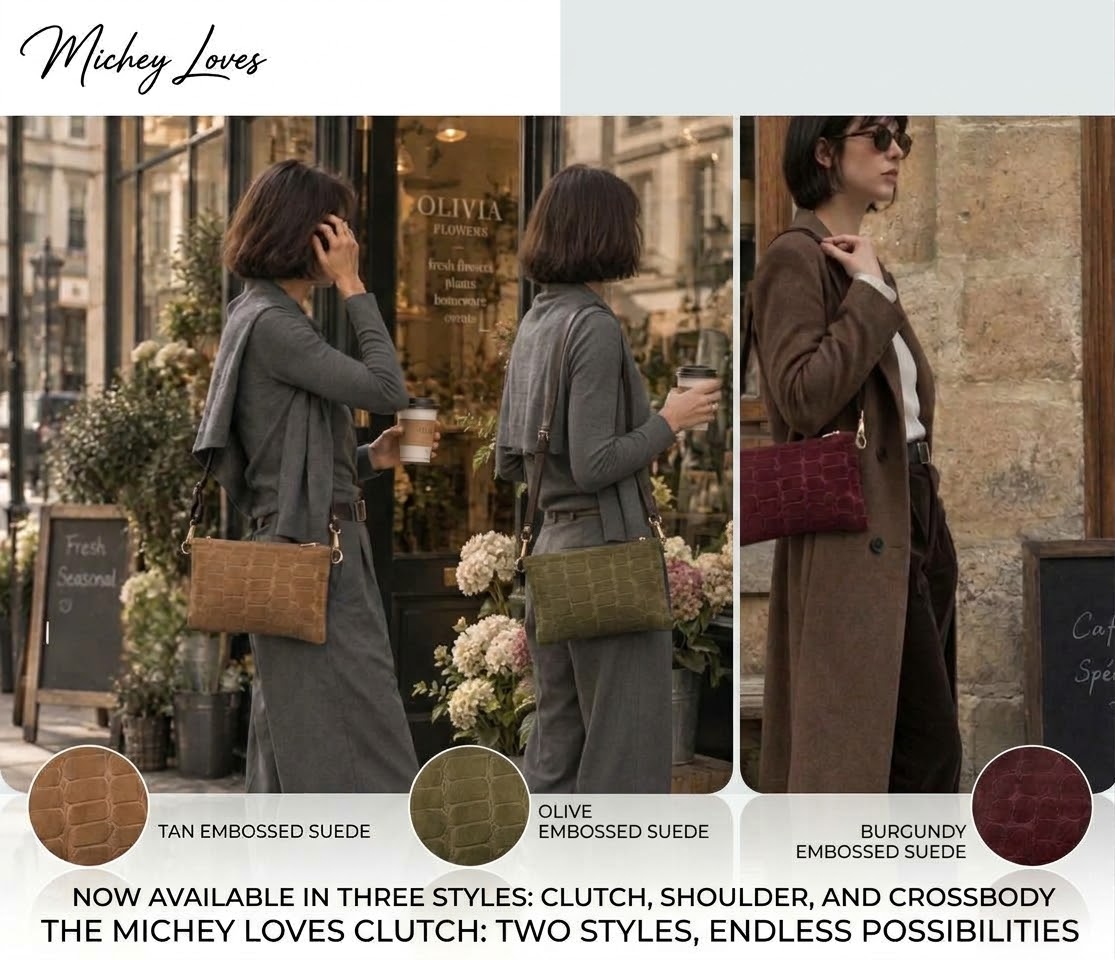 Italian Suede Multi-Way Clutch & Crossbody Bag | Taupe
