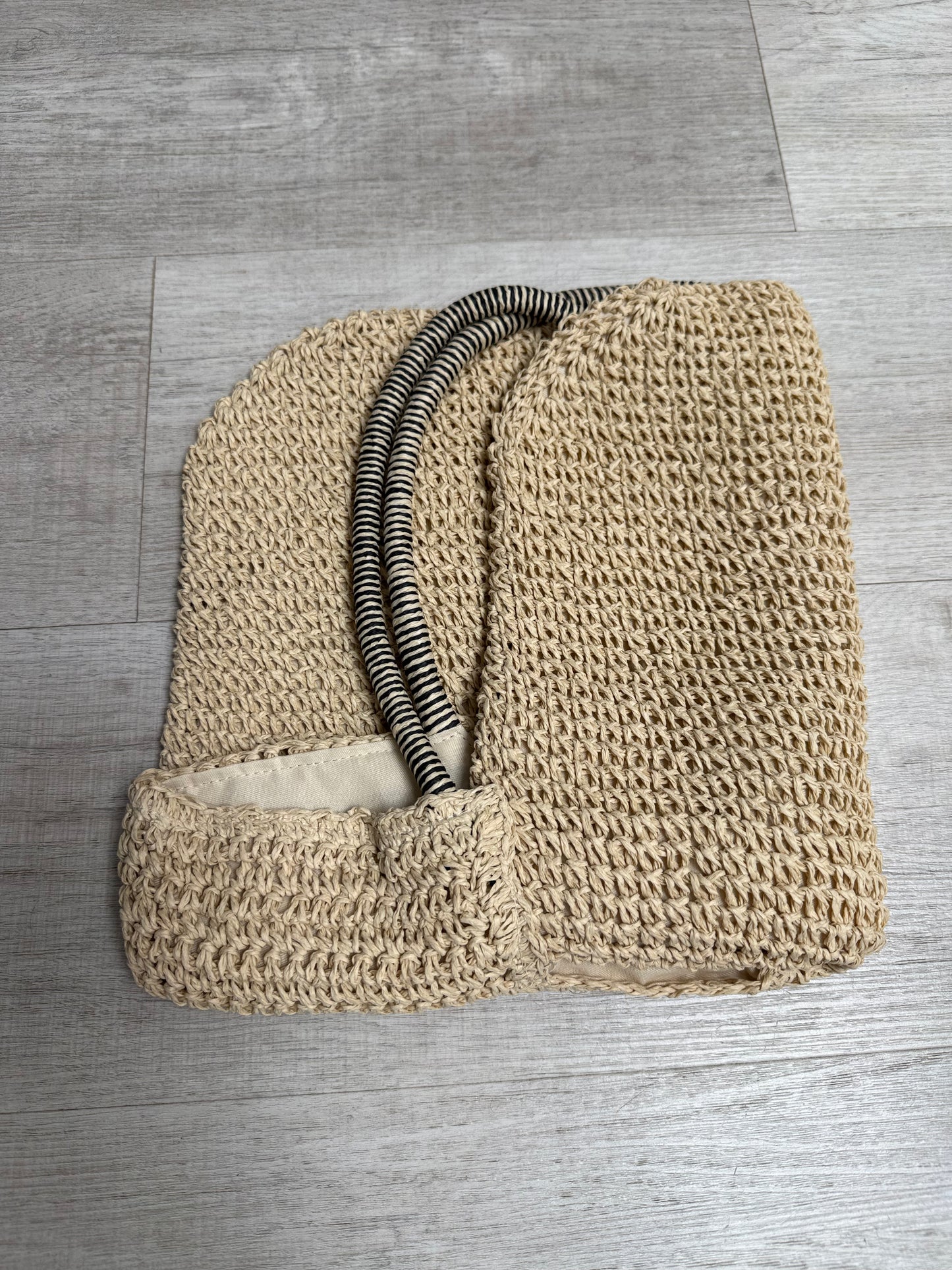 Gracie Packable Woven Tote  with Zipper | Beige