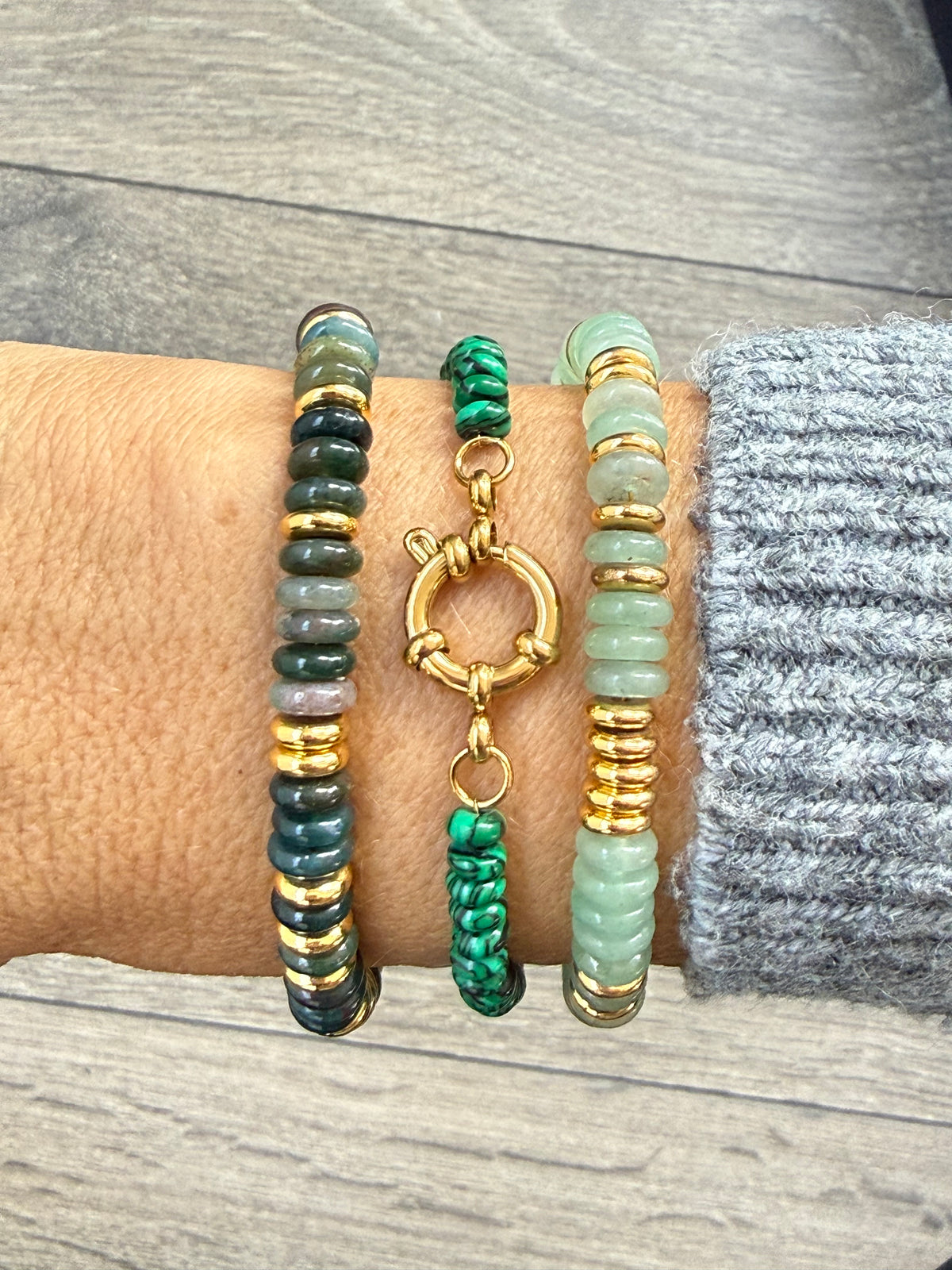 Retro Stone Beaded Bracelet | Green