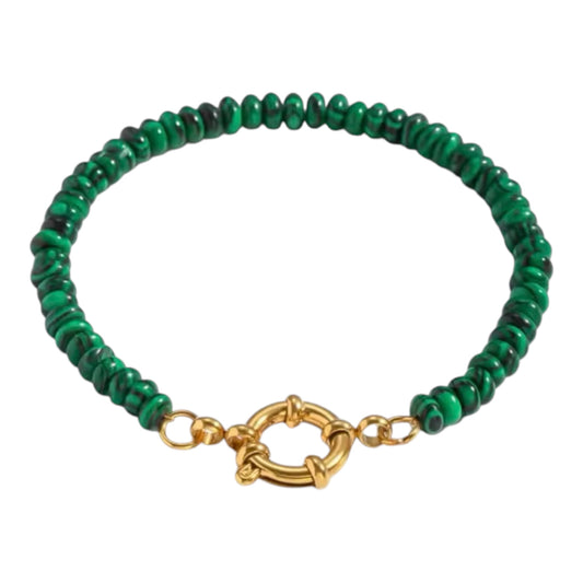 Retro Stone Beaded Bracelet | Green