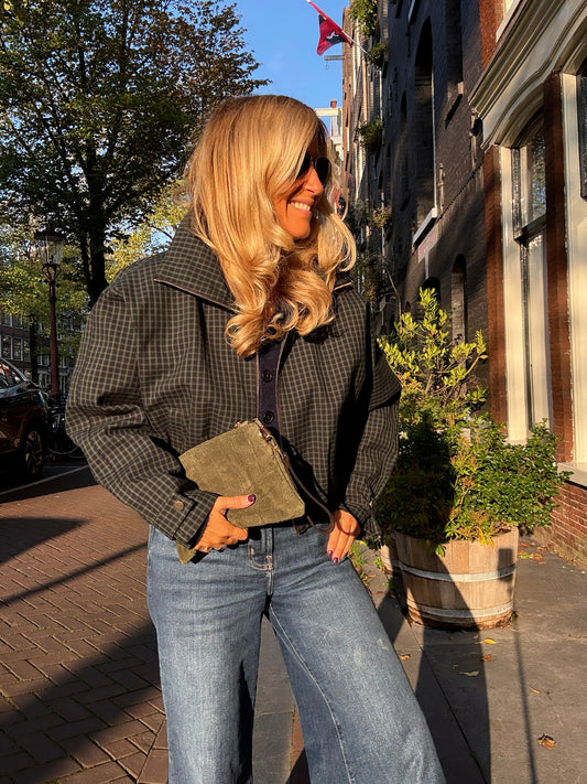 Italian Suede Multi-Way Clutch & Crossbody Bag | Olive