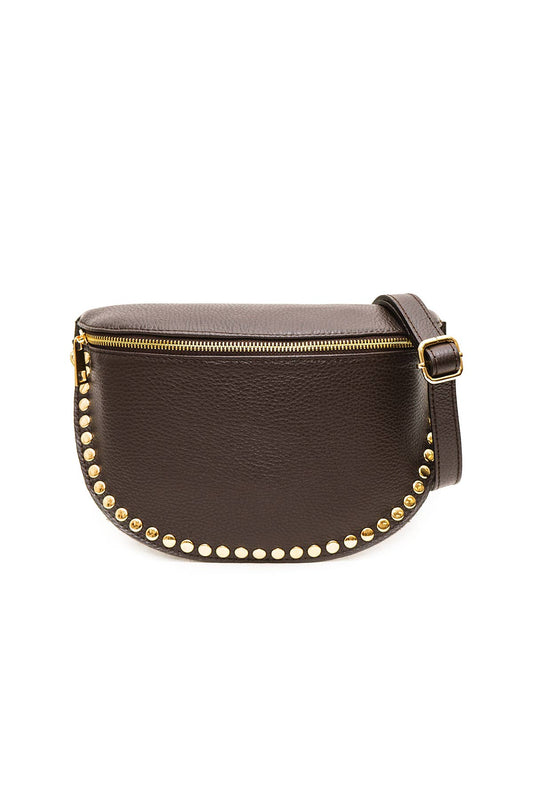 Harley Studded Leather Sling Bag | Chocolate Brown