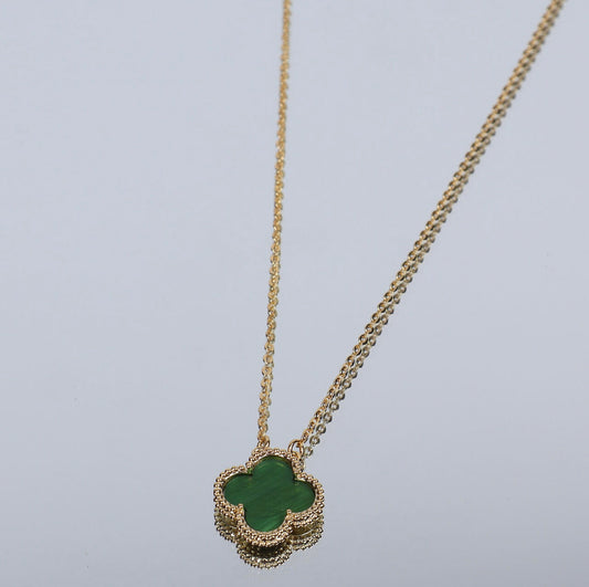 Clover Necklace | Mother of Pearl Green & Gold