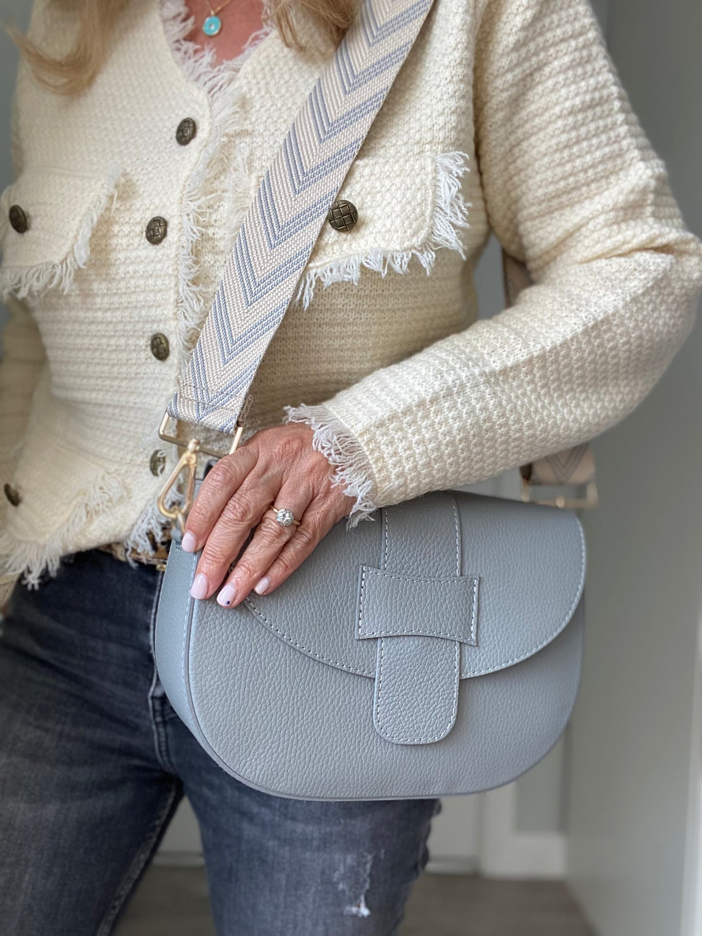 Milano Leather Crossbody Bag | Grey