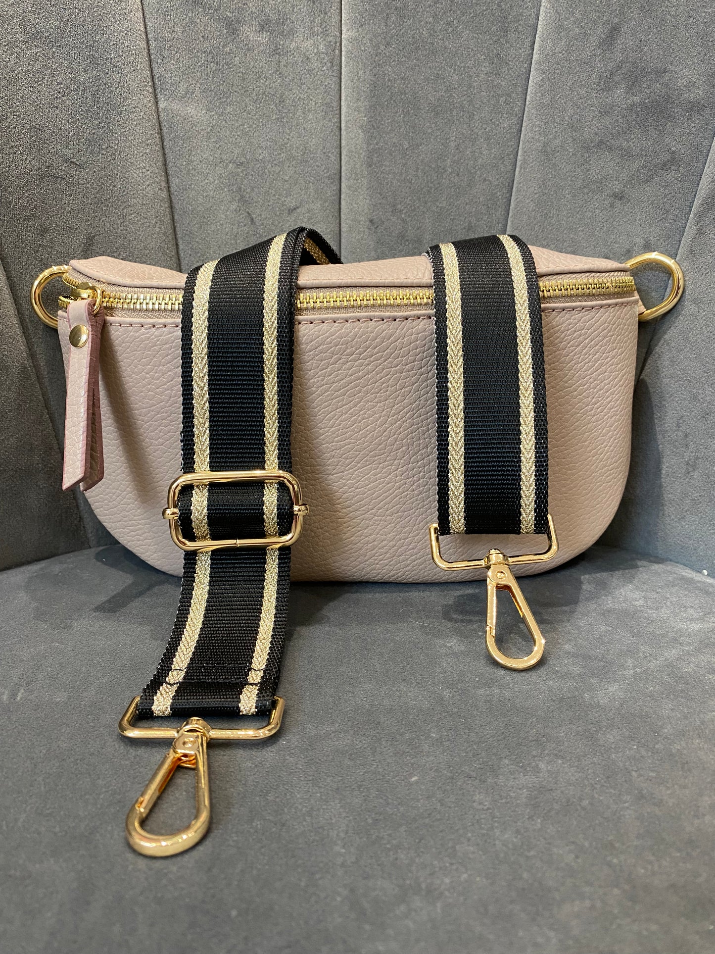 Stripe Bag Strap | Black & Gold